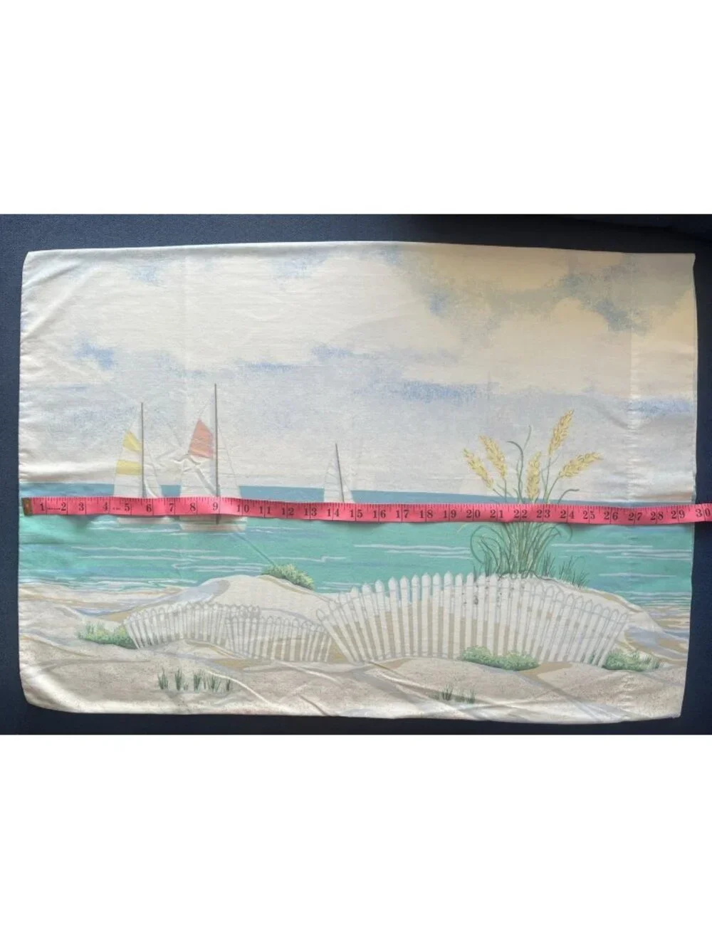 SPRINGS Pillowcase PAIR Standard Beach House Sailboats Ocean Sea Oats 50% Cotton